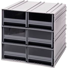 quantum interlocking storage cabinet qic-64 - 11-3/4"wx11-3/8"dx11"h - 6 gray drawers Quantum Interlocking Storage Cabinet QIC-64 - 11-3/4"Wx11-3/8"Dx11"H - 6 Gray Drawers