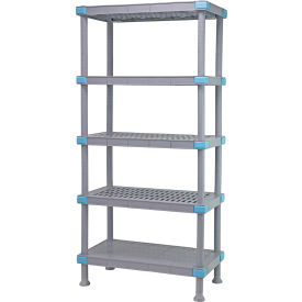 Quantum Storage Systems QP213662V4S1 Quantum Millenia™ Shelving Unit 36"W X 21"D X 62"H, 4 Open and 1 Solid Grid Shelves image.