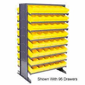 quantum qprd-567 double sided rack 24"x36"x60" with 88 yellow euro drawers Quantum QPRD-567 Double Sided Rack 24"x36"x60" with 88 Yellow Euro Drawers