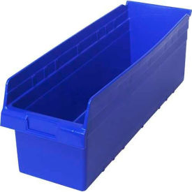 Quantum Storage Systems QSB814BL Plastic Nesting Storage Shelf Bin QSB814 8-3/8"W x 23-5/8"D x 8"H Blue image.