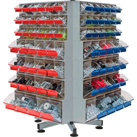 Quantum Storage Systems QTB-SPIN148 Quantum Tip Out Bin Spinner, 37"W x 48"H, 148 Clear Cups, Gray image.