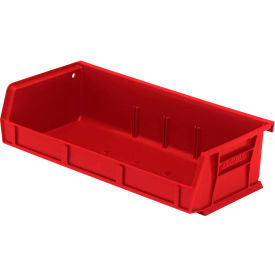 Quantum Storage Systems QUS232RD Quantum Storage 11"W x 5-3/8"D x 3"H Ultra Series Stack and Hang Bin, Red, Polypropylene, 3 Slots image.