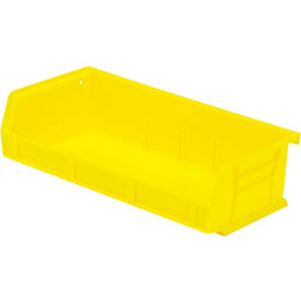 Quantum Storage Systems QUS232YL Quantum Storage 11"W x 5-3/8"D x 3"H Ultra Series Stack and Hang Bin, Yellow, Polypropylene, 3 Slots image.