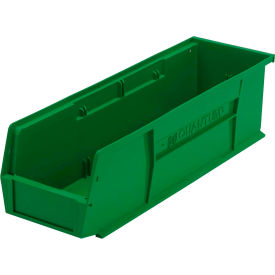 Quantum Storage Systems QUS238GN Quantum Storage 5-1/2"W x 18"D x 5"H Ultra Series Stack and Hang Bin, Green, Polypropylene, 4 Slots image.
