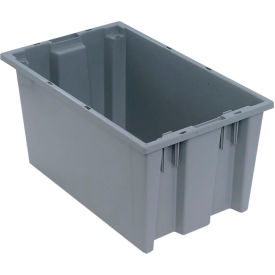 Polypropylene Stack & Nest Storage Tote, 18"L x 11"W x 9"H, Gray view 2