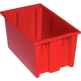 Polypropylene Stack & Nest Storage Tote, 18"L x 11"W x 9"H, Red view 2