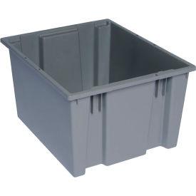 Polypropylene Stack & Nest Storage Tote, 19-1/2"L x 15-1/2"W x 13"H, Gray view 2