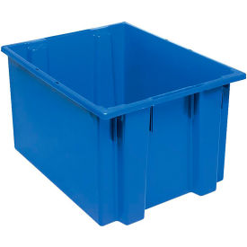 Polypropylene Stack & Nest Storage Tote, 23-1/2"L x 19-1/2"W x 13"H, Blue view 2