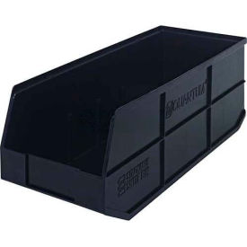 Quantum Storage Systems SSB483BK Quantum Plastic Stackable Shelf Bin SSB483 8-1/4"W x 20-1/2"D x 7"H, Black image.