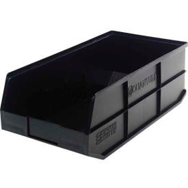 Quantum Storage Systems SSB485BK Quantum Plastic Stackable Shelf Bin SSB485 11"W x 20-1/2"D x 7"H, Black image.