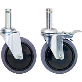 Quantum Storage Systems WR-00CO Stem Casters for Quantum Conductive Wire Bin Shelving Systems - 4 Swivel, 2 With Brakes 5" x 1-1/4" image.