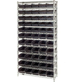 quantum steel wire shelving with 55 conductive 4"h bins black - 12 shelves - 36"w x 12"d x 74"h Quantum Steel Wire Shelving with 55 Conductive 4"H Bins Black - 12 Shelves - 36"W x 12"D x 74"H
