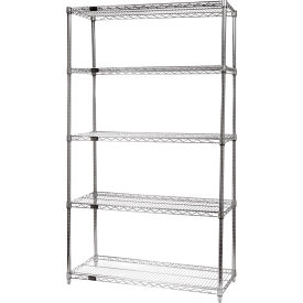 Quantum® Storage Systems 5 Shelf Chrome Wire Shelving Unit Starter 54"W x 21"D x 54"H 