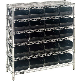 quantum steel wire shelving with 20 conductive 4"h bins black - 6 shelves - 36"w x 12"d x 36"h Quantum Steel Wire Shelving with 20 Conductive 4"H Bins Black - 6 Shelves - 36"W x 12"D x 36"H