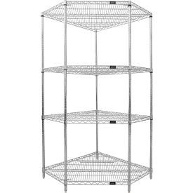 Quantum® Storage Systems 4 Shelf Chrome Corner Wire Shelving Unit 50-1/4"W x 37-7/8"D x 63"H 