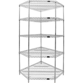 Quantum® Storage Systems 5 Shelf Chrome Corner Wire Shelving Unit 58-1/2"W x 46"D x 63"H 
