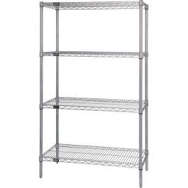 Quantum® Storage Systems 4 Shelf Chrome Wire Shelving Unit Starter 72"W x 36"D x 63"H 