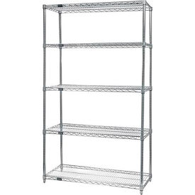 Quantum® Storage Systems 5 Shelf Chrome Wire Shelving Unit Starter 60"W x 36"D x 86"H 