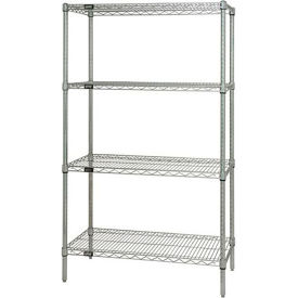 Quantum® Storage Systems 4 Shelf Chrome Wire Shelving Unit Starter 72"W x 36"D x 86"H 