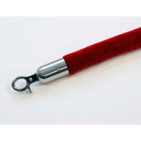 Lawrence Metal Prod. Inc QWAYROPE-21-6-1P Queueway Velour Rope Red 6 With Polished Chrome Rope Ends Economy Line image.