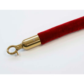Queueway Velour Rope Red 6' With Polished Brass Rope Ends Economy Line