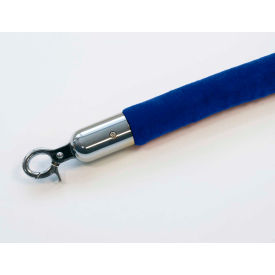 Lawrence Metal Prod. Inc QWAYROPE-23-6-1P Queueway Velour Rope Blue 6 With Polished Chrome Rope Ends Economy Line image.