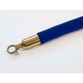 Lawrence Metal Prod. Inc QWAYROPE-23-6-2P Queueway Velour Rope Blue 6 With Polished Brass Rope Ends Economy Line image.