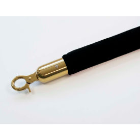 Lawrence Metal Prod. Inc QWAYROPE-33-6-2P Queueway Velour Rope Black 6 With Polished Brass Rope Ends Economy Line image.