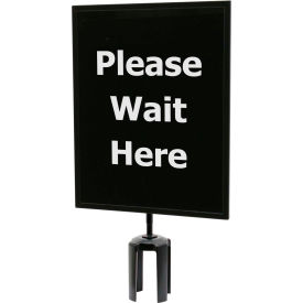 Lawrence Metal Prod. Inc QWAYSIGN-11X14-PLEASE WAIT HERE (TWO SIDED) Queueway Acrylic Sign, Double Sided Economy Line, "Please Wait Here", 11"Wx14"H, Black/White image.