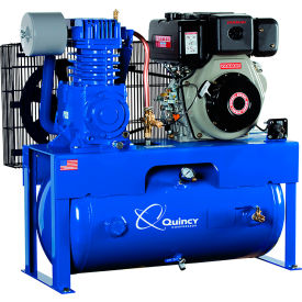 QUINCY COMPRESSOR LLC G213H30HCB Quincy QP Two-Stage Splash Lubricated Air Compressor, 175 PSI, 13 HP, 30 Gallon Capacity, Horizontal image.
