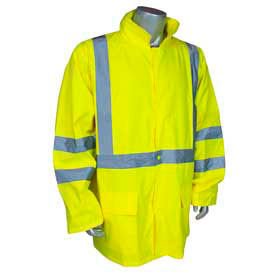 Radians Inc RW10-3S1Y-3X Radians RW10-3S1Y Lightweight Rain Jacket, Hi-Viz Lime, 3XL image.