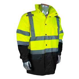 Radians Inc RW30-3Z1Y-M Radians RW30-3Z1Y General Purpose Rain Jacket, Hi-Viz Lime, M image.