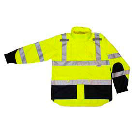 Radians Inc RW32-3Z1Y-2X Radians RW32-3Z1Y Heavy Duty Rip Stop Waterproof Rain Jacket, Hi-Viz Lime, 2XL image.