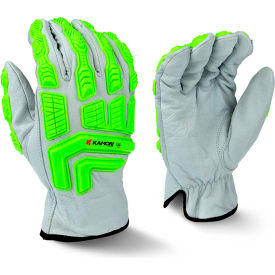 Radians Inc RWG50XL Radians® RWG50XL Kamori™ Leather Gloves w/TPR, Cut A4, 1 Pair, White/Lime Green, XL image.
