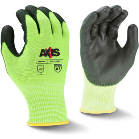 Radians Inc RWG558L Radians® RWG558L Axis™ Cut Resistant PU Palm Gloves, Hi-Vis Yellow/Black, L, 1 Pair image.