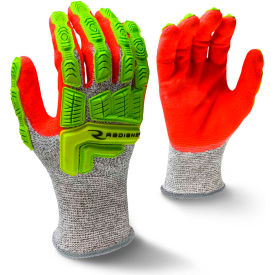 Radians Inc RWG603L Radians® RWG603L Cut Resistant Glove, Sandy Foam Nitrile Palm, Hi-Vis Green/Red/Gray, L, 1 Pair image.
