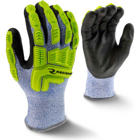 Radians Inc RWG604XL Radians® RWG604XL Cut Resistant Insulated Gloves, Micro Nitrile Palm, HV Grn/Blk/Blu, XL image.