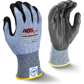 Radians Inc RWGD104L Radians® RWGD104L Axis D2™ Cut Resistant PU Palm Touchscreen Gloves, Blu/Black, L, 1 Pair image.