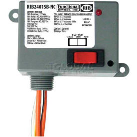 Functional Devices RIB2401SB-NC RIB® Enclosed Power Relay RIB2401SB-NC, 20A, SPST-NC, 24VAC/DC/120VAC, Override image.