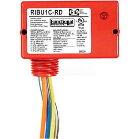 Functional Devices RIBU1C-RD RIB® Enclosed Relay RIBU1C-RD, 10A, SPDT, 10-30VAC/DC/120VAC, Red Housing image.