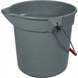 Rubbermaid Commercial Products FG296300 GRAY Rubbermaid® Brute 10 Qt. Round Plastic Utility Bucket 10-1/2" Dia x 10-1/4"H, Gray- RCP296300GY image.