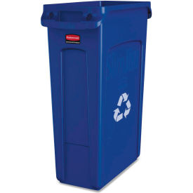 Rubbermaid® Slim Jim Plastic Recycling Container with Venting Channels 23 gal Plastic Blue