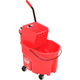 Rubbermaid Commercial Products FG758888RED Rubbermaid WaveBrake® 2.0 Side Press Mop Bucket & Wringer Combo 26-35 Qt. - Red image.