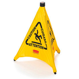 Rubbermaid Commercial Products FG9S0000YEL Rubbermaid Pop-Up Safety Cone 9S00 - Caution - 20" image.