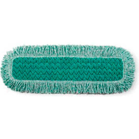 Rubbermaid Commercial Products FGQ42600 GR00 Rubbermaid® HYGEN 24" Microfiber Dust Pad, Fringe, Green image.