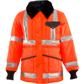 HV HiVis Jackoat Tall, HiVis Orange with Reflective Tape - Large