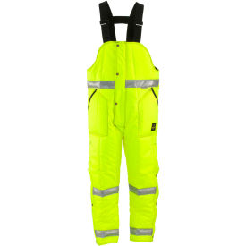 RefrigiWear 0385RHVL3XLL2 L2 HiVis™ Iron-Tuff™ High Bib Overall Regular, HiVis Lime-Yellow - 3XL image.