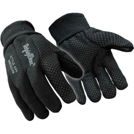 RefrigiWear 0406RBLKLAR Insulated Dot Jersey Glove, Black - Large image.