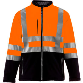 RefrigiWear HiVis Insulated Softshell Jacket, Black/Orange, Class 2, -10 F Comfort Rating, 5XL
