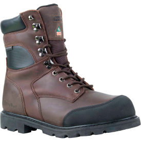 RefrigiWear Mens Platinum Leather Warm Insulated Waterproof Puncture Resistant Non-Slip Work Boots (Brown, Size 9.5)